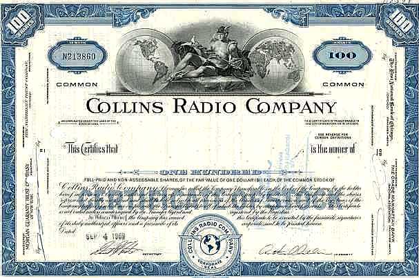 Collins Stock Certificate
