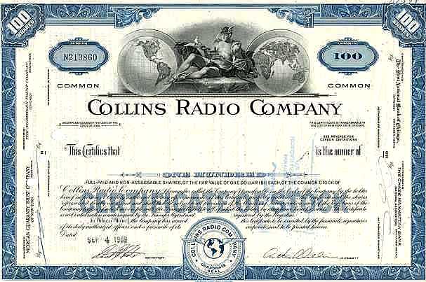 Collins Stock Certificate